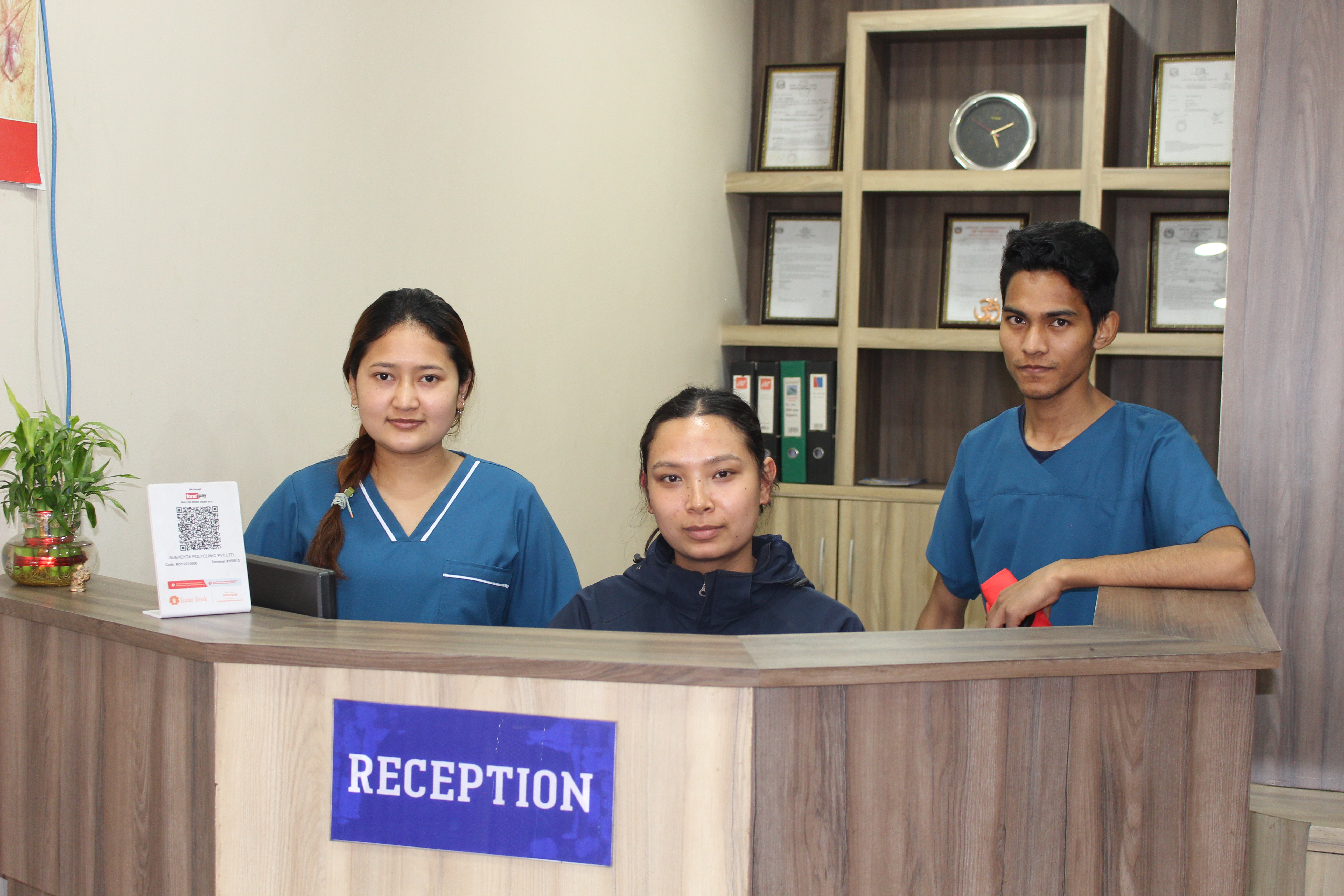 <p>Reception at Subhekta Polyclinic</p>